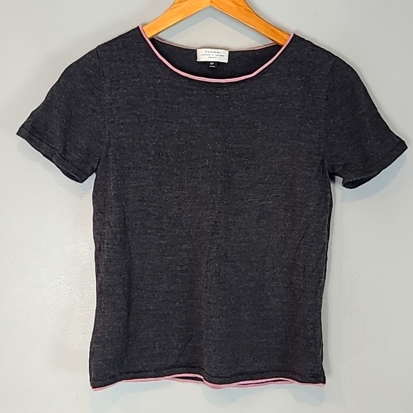 Tahari Wool Blend Knit Short Sleeve Sweater Top - Picture 1 of 6